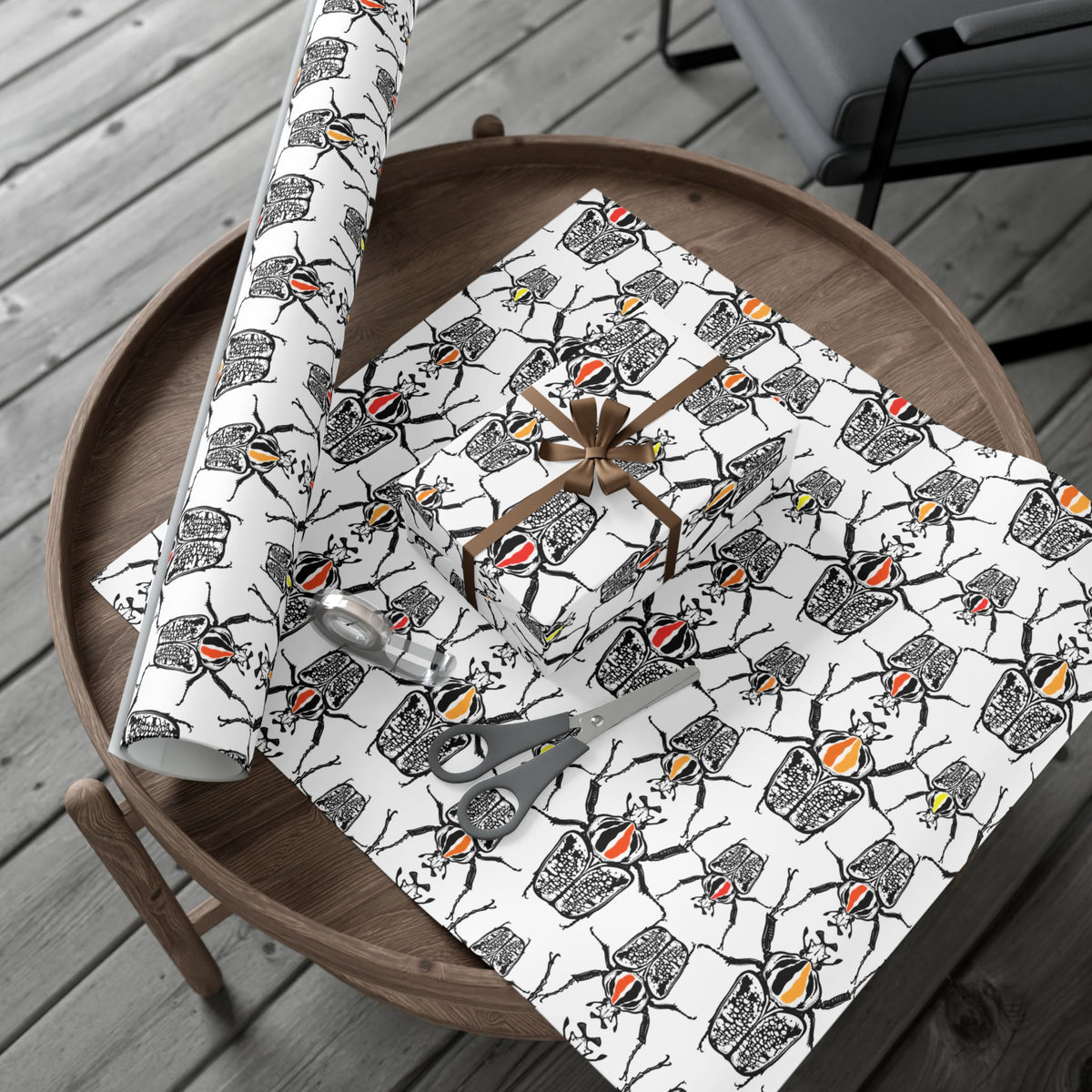 Creepy Crawling Beetles Wrapping Paper: Graphic Beetle Gift Wrap