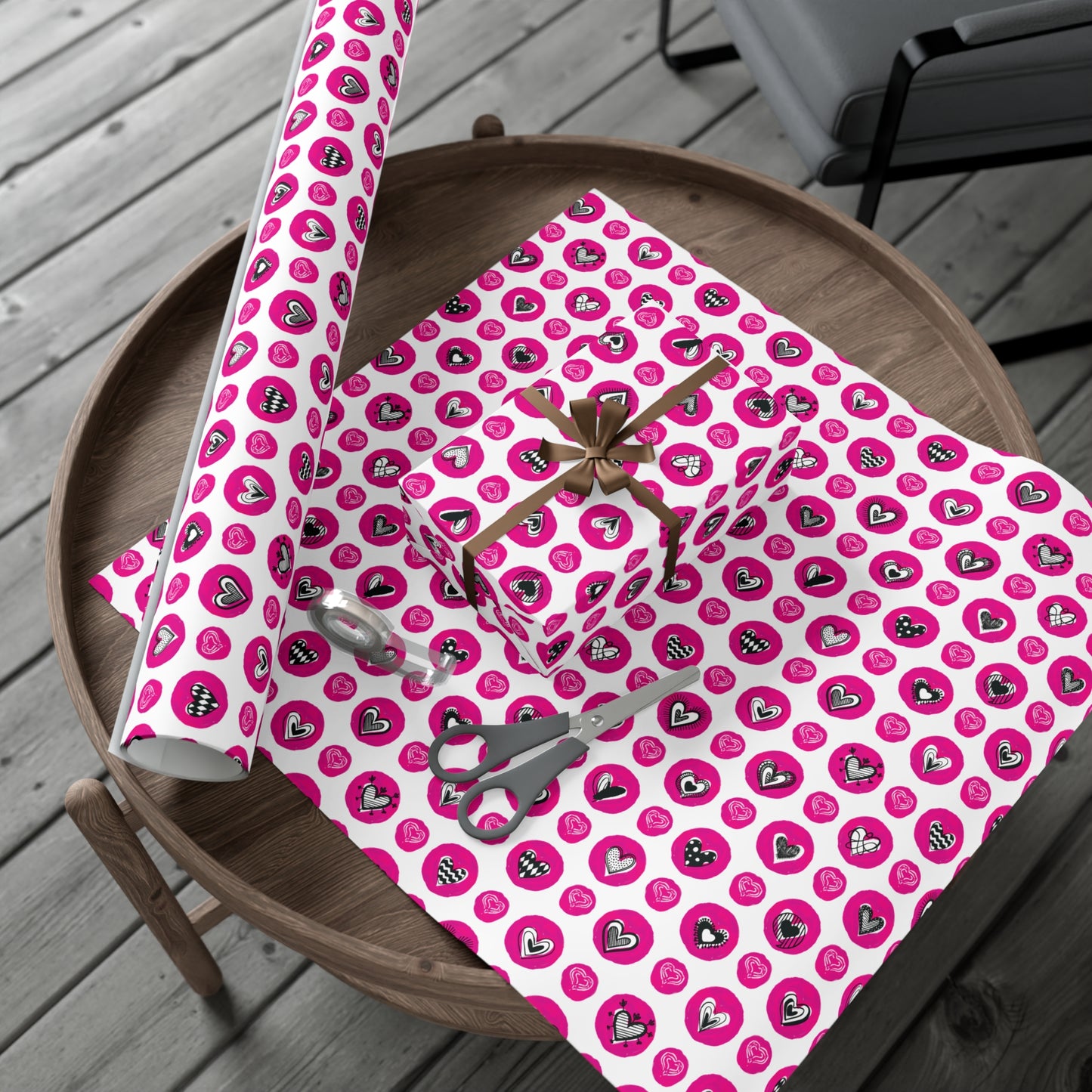 Valentine Heart Doodle Wrapping Paper