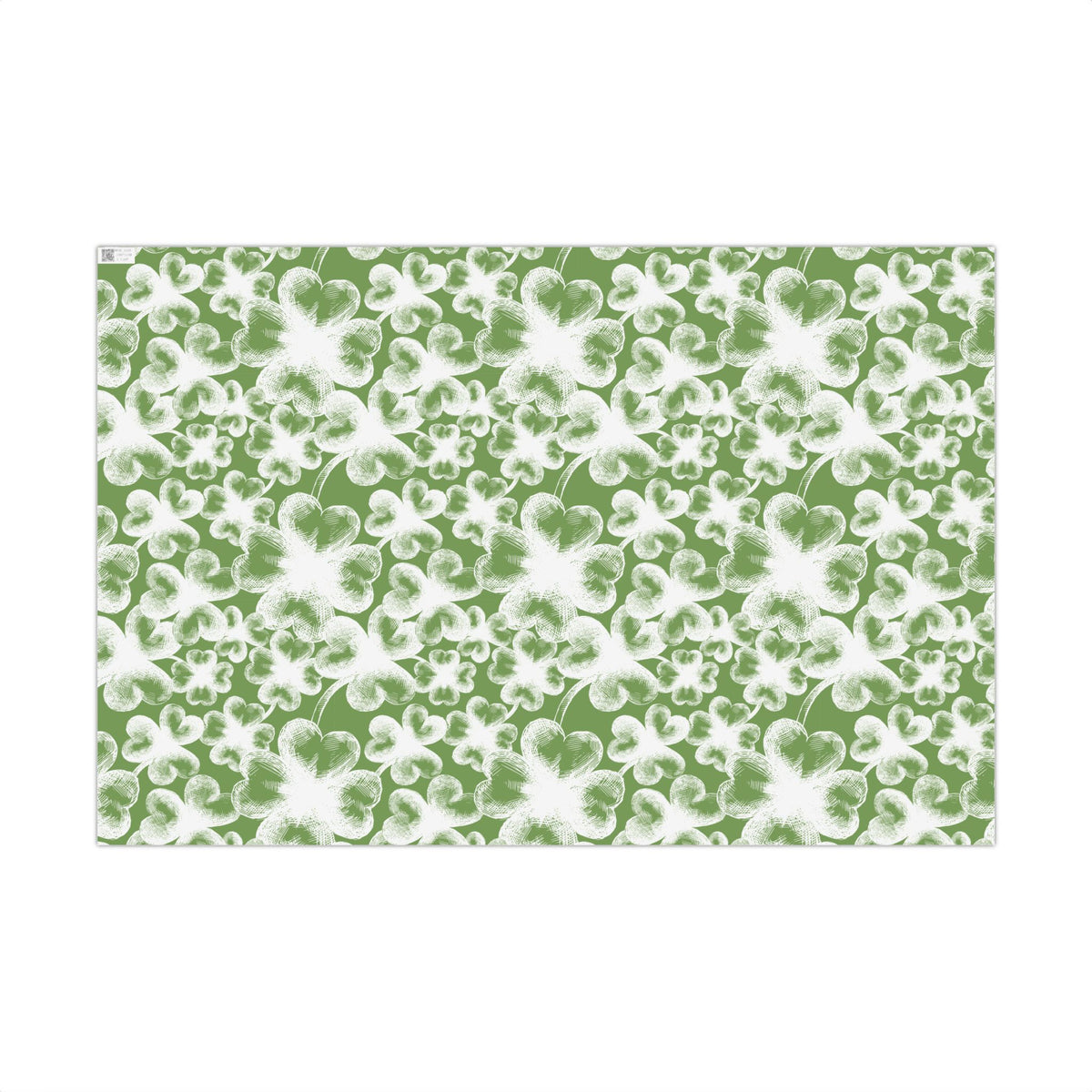 White Shamrock Stamps on Green Wrapping Paper - St. Patrick's Day Gift Wrap