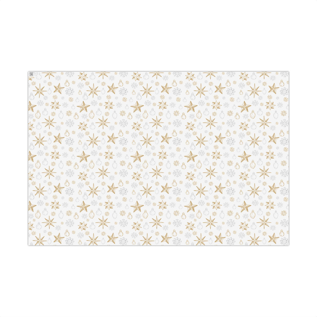 Elegant Silver & Gold On White Christmas Icons Wrapping Paper - Stars, Snowflakes, & Ornaments Gift Wrap