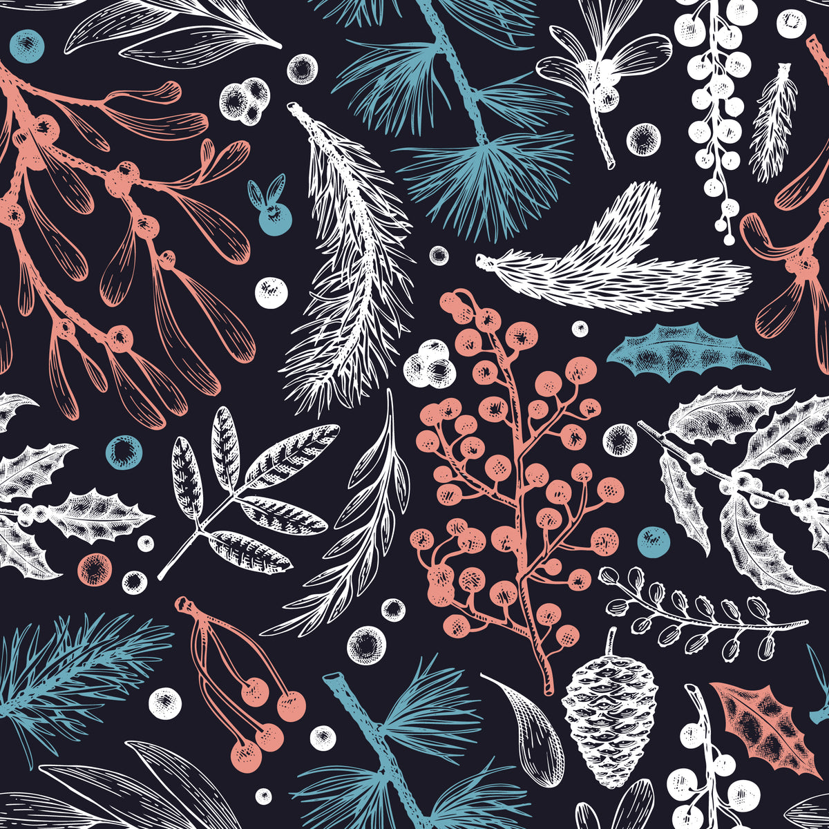 Winter Botanical Wrapping Paper - Floral Holidays & Celebrations Gift Wrap