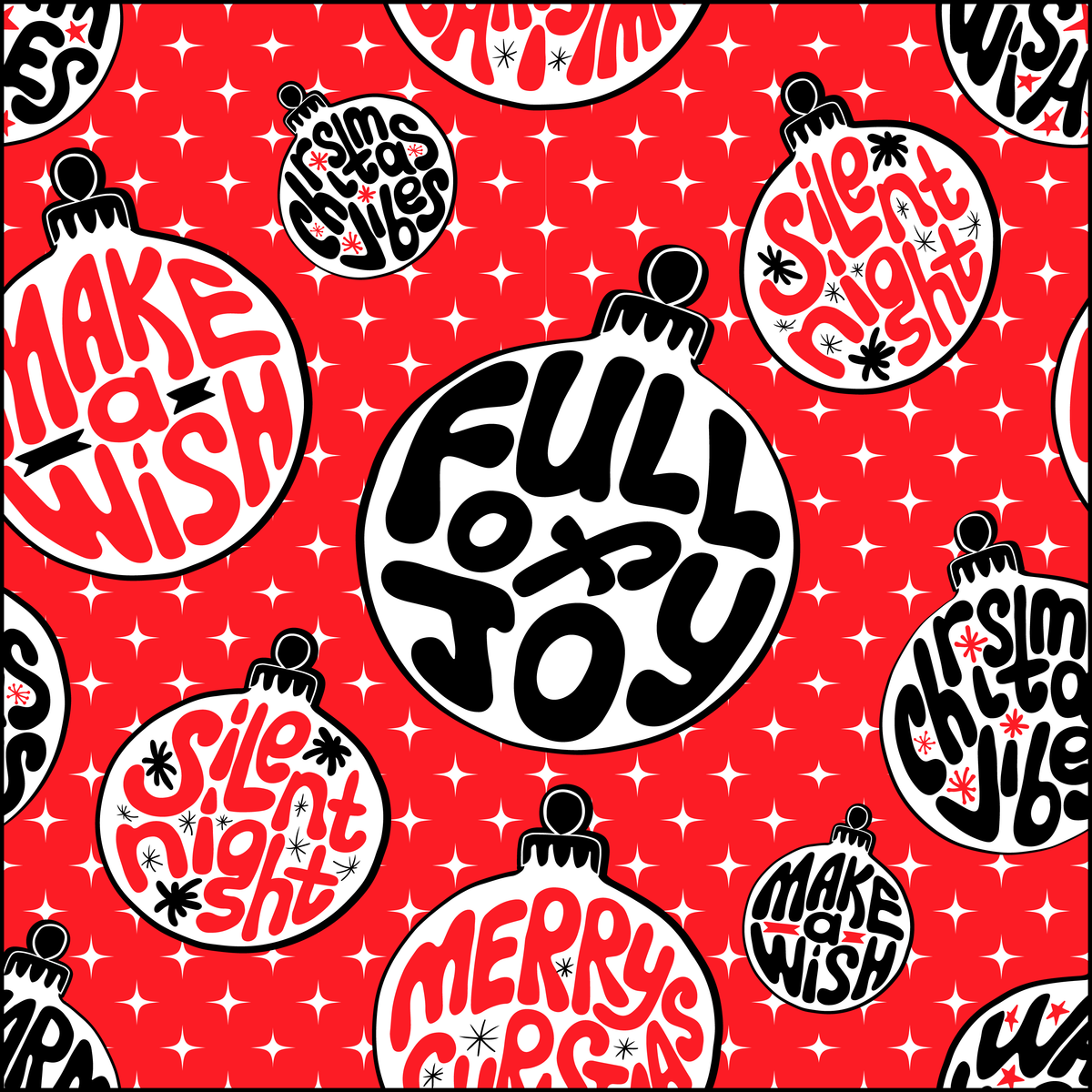 Funky Red Christmas Vibes Wrapping Paper - Holiday Quotes Gift Wrap