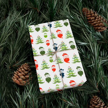 Mustache Hipster Santa Wrapping Paper - Mustache Holiday Gift Wrap