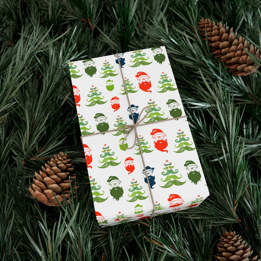 Mustache Hipster Santa Wrapping Paper - Mustache Holiday Gift Wrap