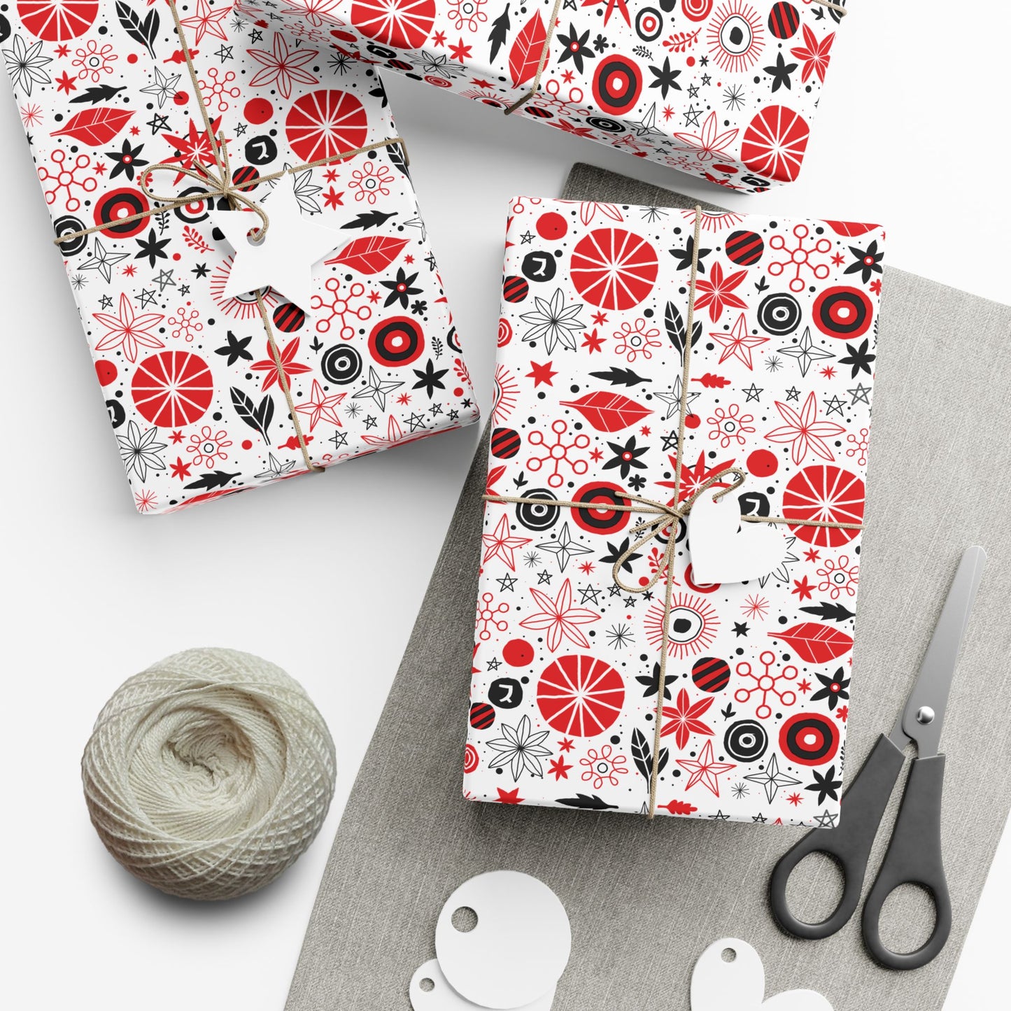 Boho Punk Wrapping Paper – Red, White, & Black Gift Wrap