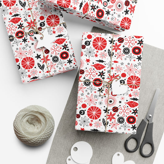 Boho Punk Wrapping Paper – Red, White, & Black Gift Wrap