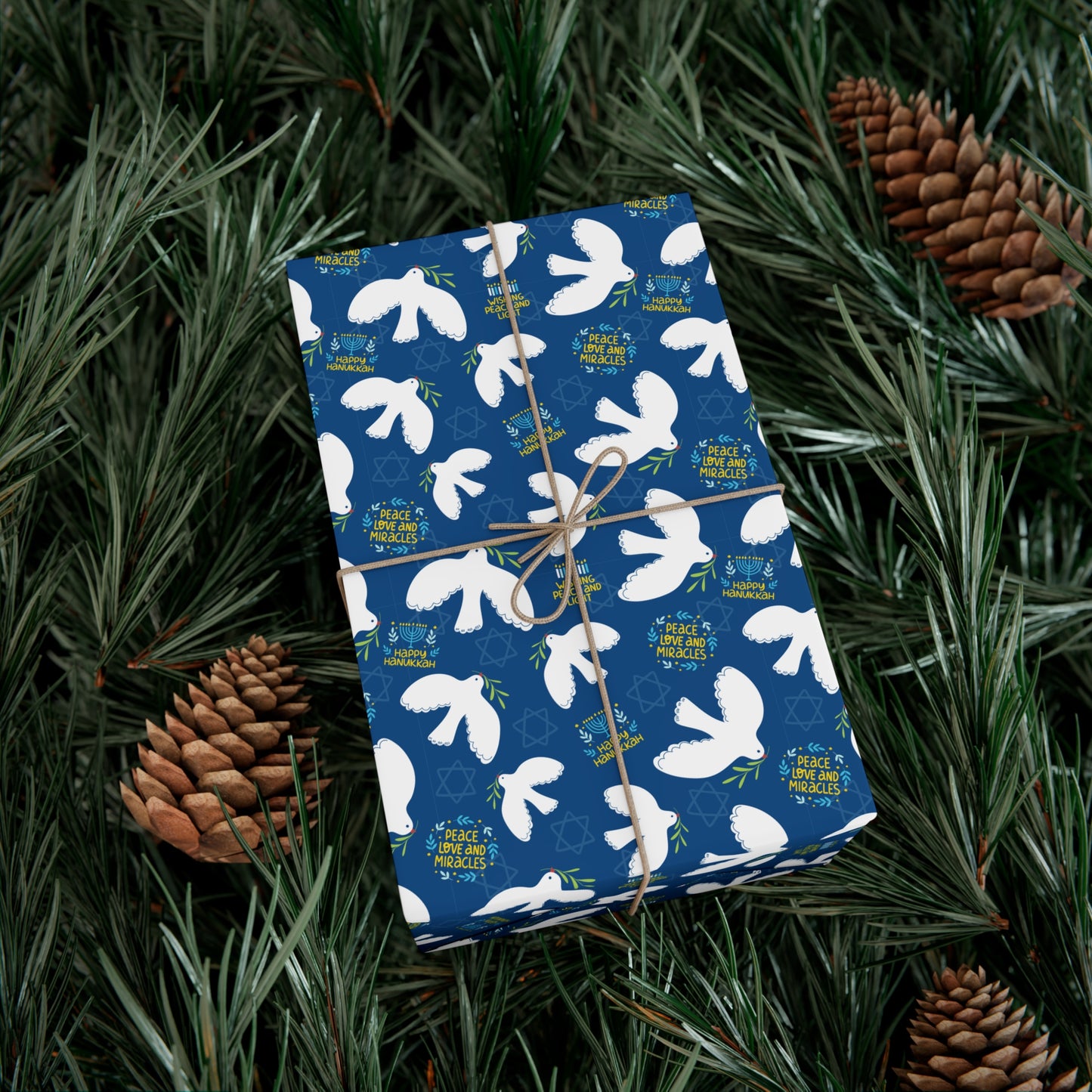 Peace Doves Hanukkah Wrapping Paper