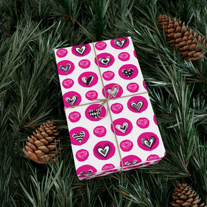 Valentine Stamps & Doodles Wrapping Paper - Heart Gift Wrap