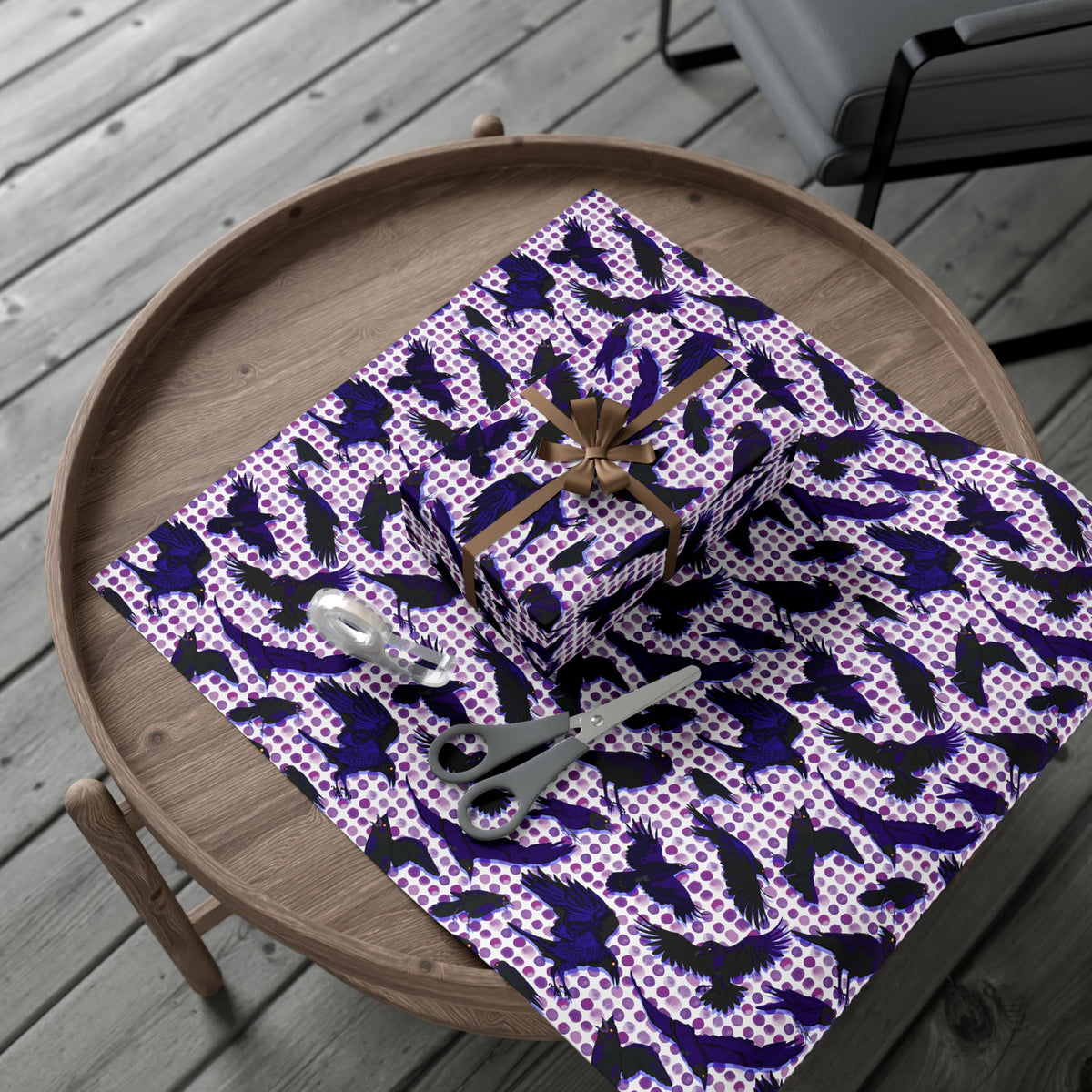 When the Crows Fly Halloween Wrapping Paper - Purple Raven Gift Wrap