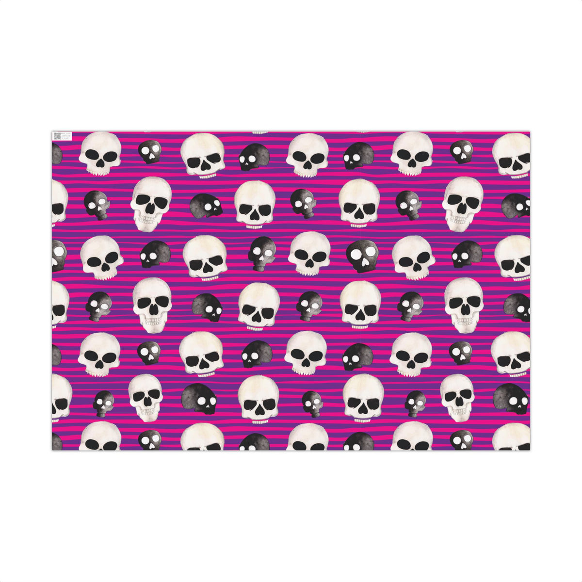 Skull Stripe Gift Wrap Paper — Pink Gothic Halloween Wrapping Sheets