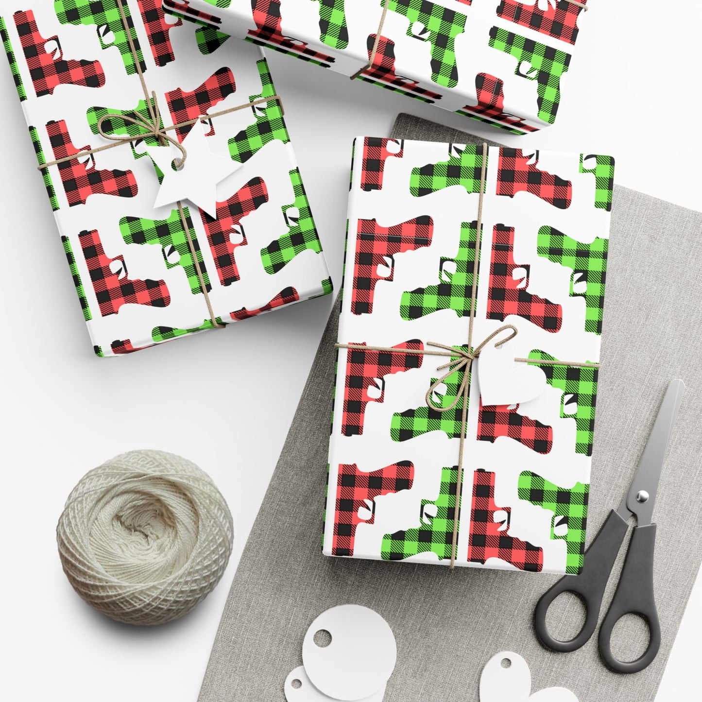 Pistol Buffalo Plaid Wrapping Paper – Every Day Carry Holiday Gift Wrap