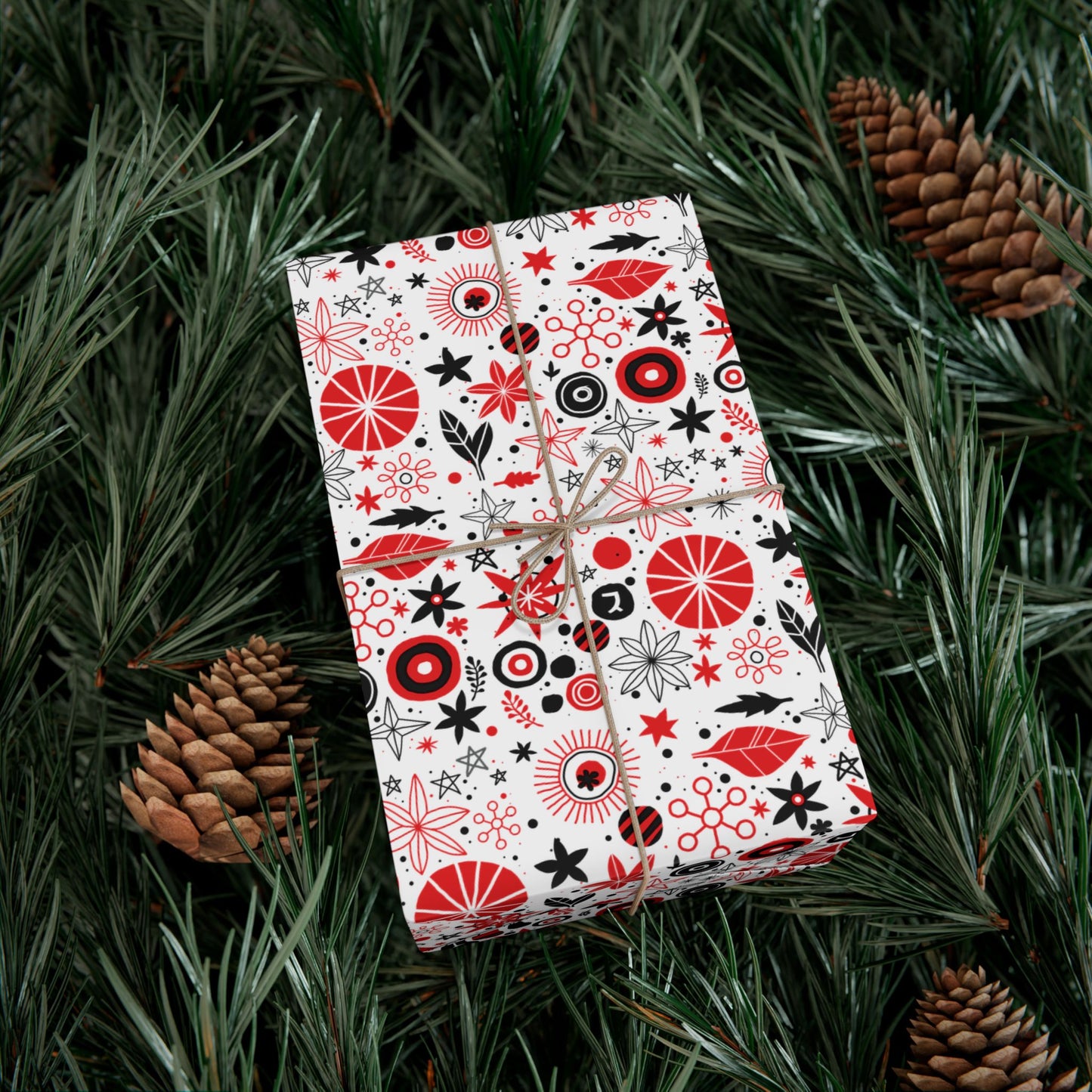 Boho Punk Wrapping Paper – Red, White, & Black Gift Wrap