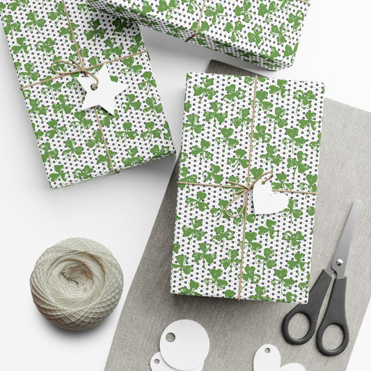 Shamrock and Polka Dots Wrapping Paper  - St. Patrick's Day Gift Wrap