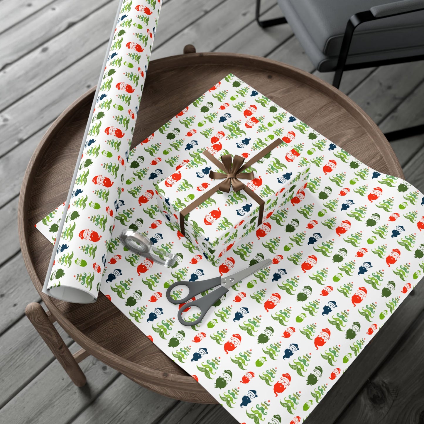 Mustache Hipster Santa Wrapping Paper - Mustache Holiday Gift Wrap
