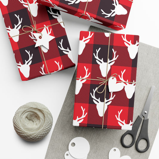 Deer Plaid Holiday Wrapping Paper