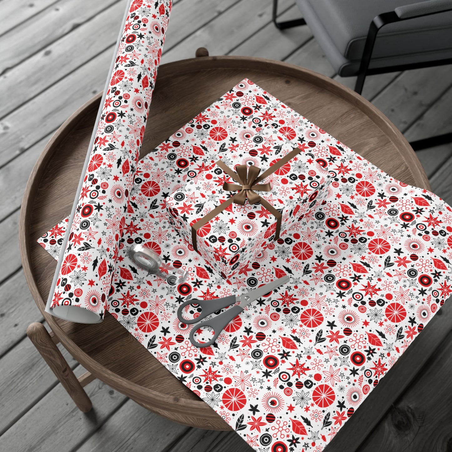 Boho Punk Wrapping Paper – Red, White, & Black Gift Wrap