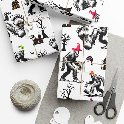 Bigfoot Halloween Wrapping Paper – Spooky Stomp Sasquatch Gift Wrap
