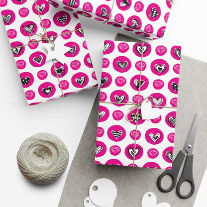 Valentine Stamps & Doodles Wrapping Paper - Heart Gift Wrap