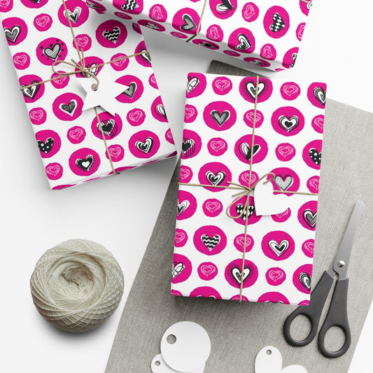 Valentine Stamps & Doodles Wrapping Paper - Heart Gift Wrap
