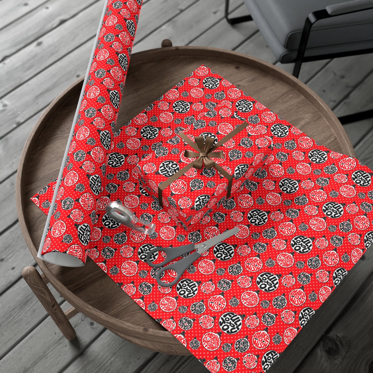 Funky Red Christmas Balls Wrapping Paper