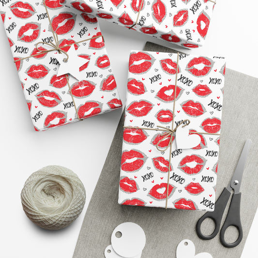 Kiss, Smooch, XOXO Pattern Wrapping Paper