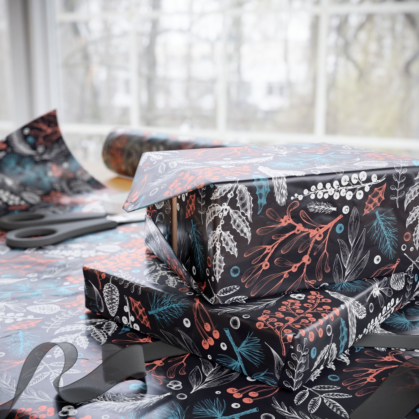 Winter Botanical Wrapping Paper