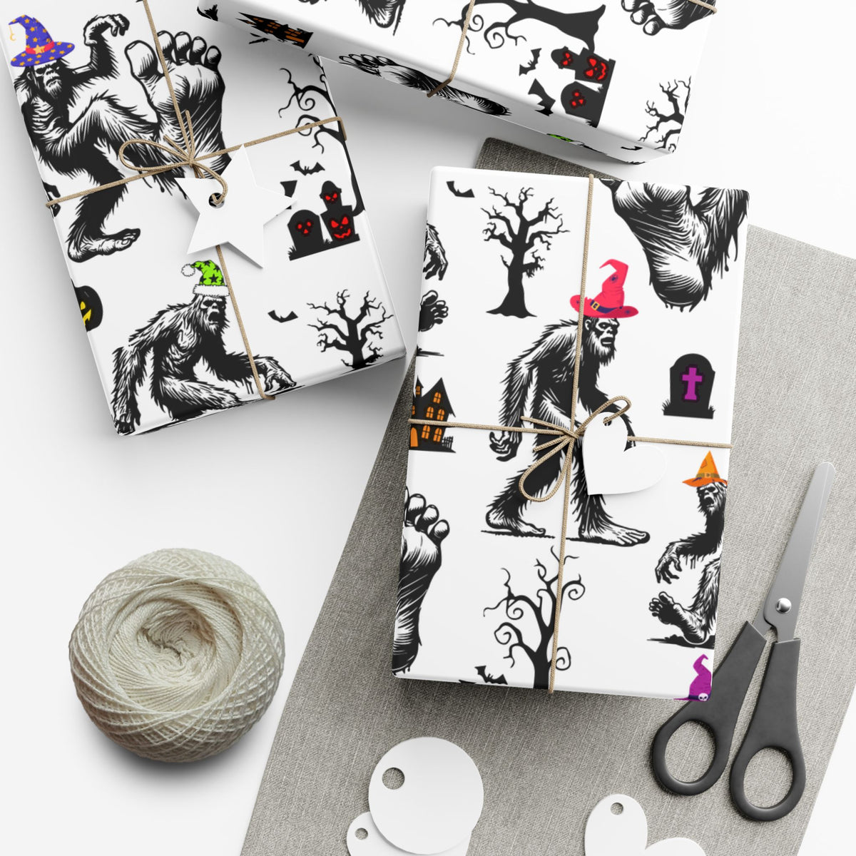 Bigfoot Halloween Wrapping Paper – Spooky Stomp Sasquatch Gift Wrap