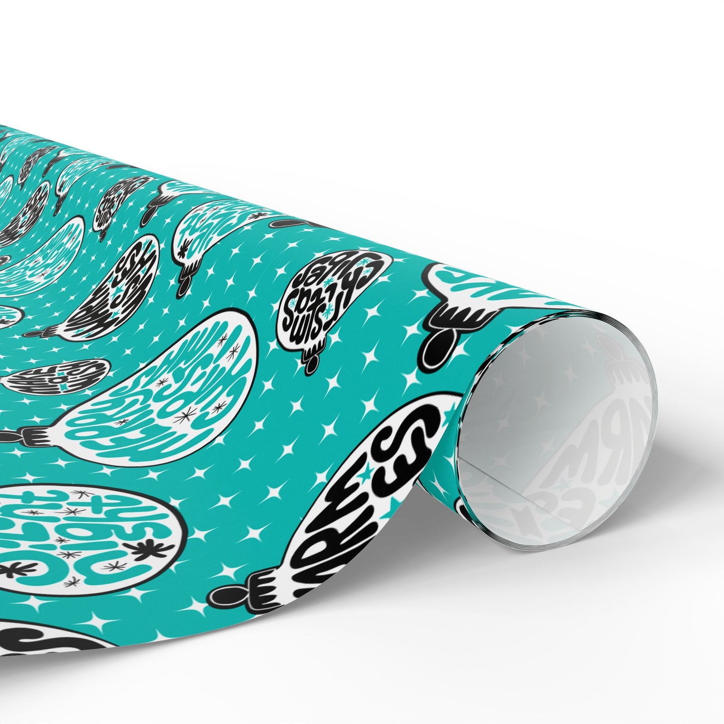 Funky Teal Red Christmas Balls Wrapping Paper