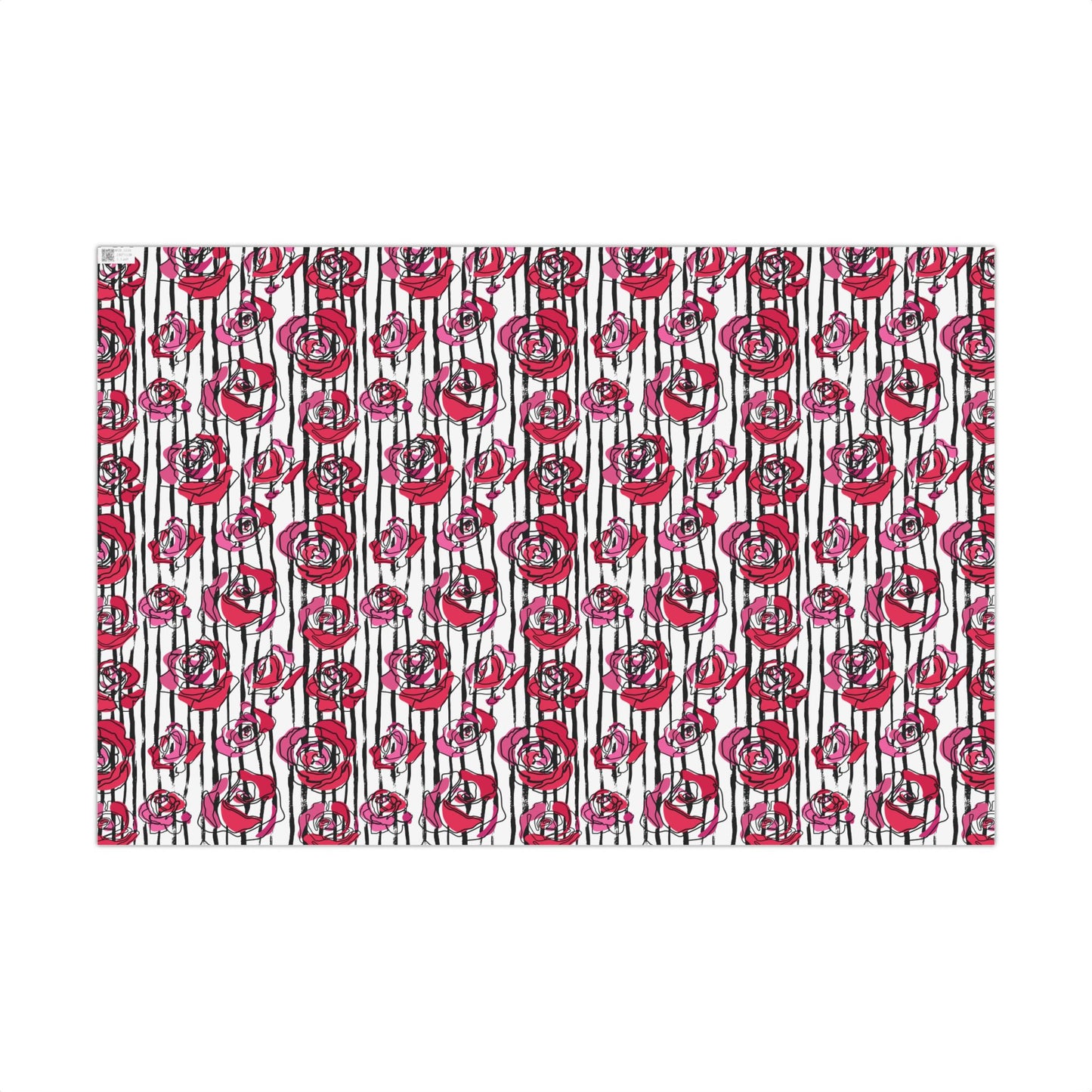 Painterly Roses on Stripes Wrapping Paper – Artsy Floral Gift Wrap