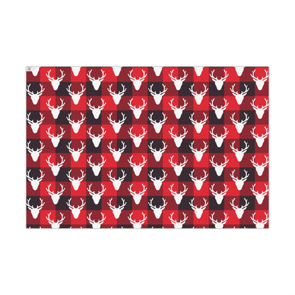 Buffalo Plaid Deer Silhouette Wrapping Paper - Plaid Deer Gift Wrap