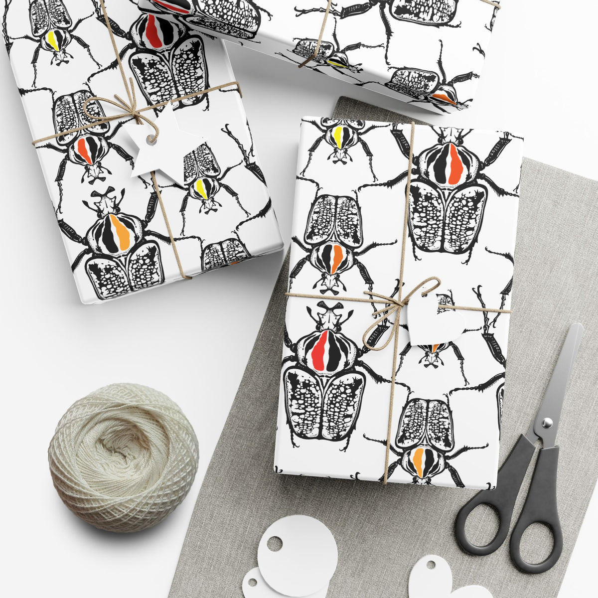 Creepy Crawling Beetles Wrapping Paper: Graphic Beetle Gift Wrap