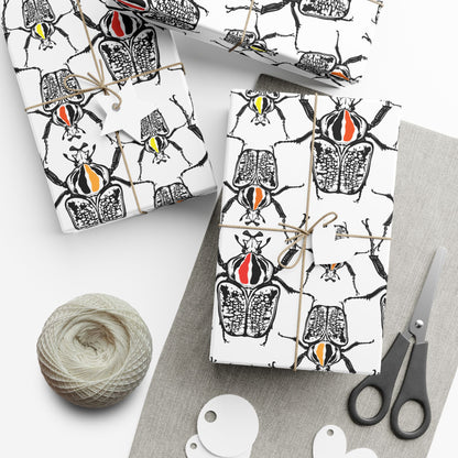 Creepy Crawling Beetles Wrapping Paper: Graphic Beetle Gift Wrap