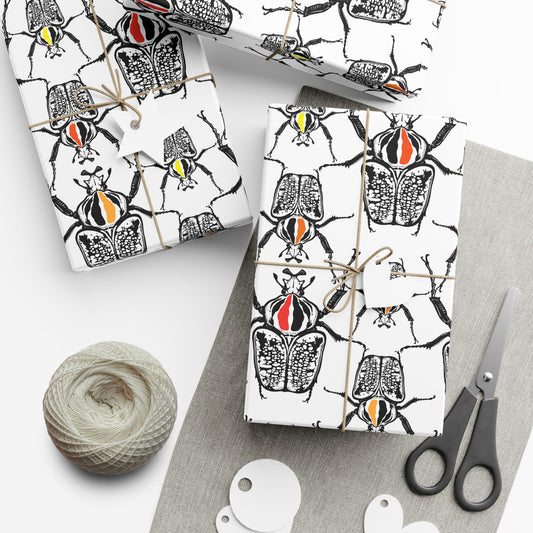 Creepy Crawling Beetles Wrapping Paper: Graphic Beetle Gift Wrap