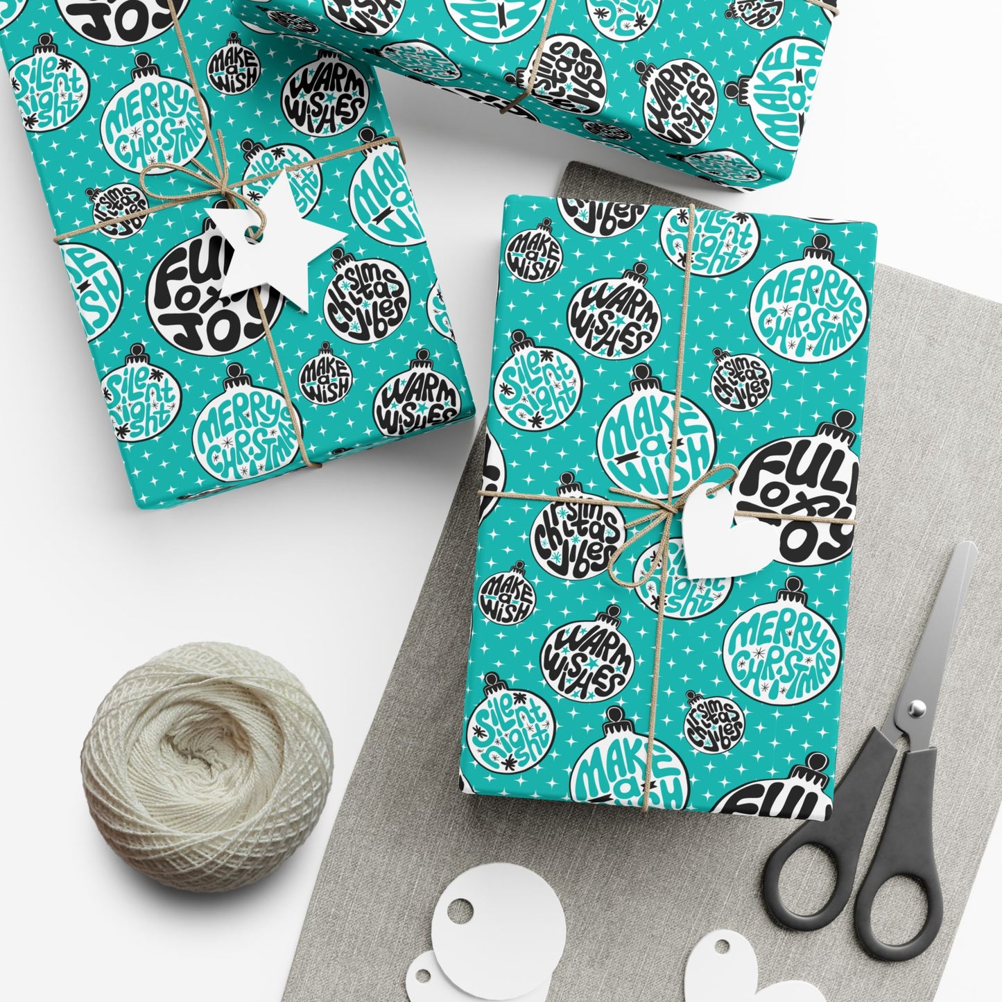 Funky Teal Christmas Vibes Wrapping Paper - Holiday Quotes Gift Wrap