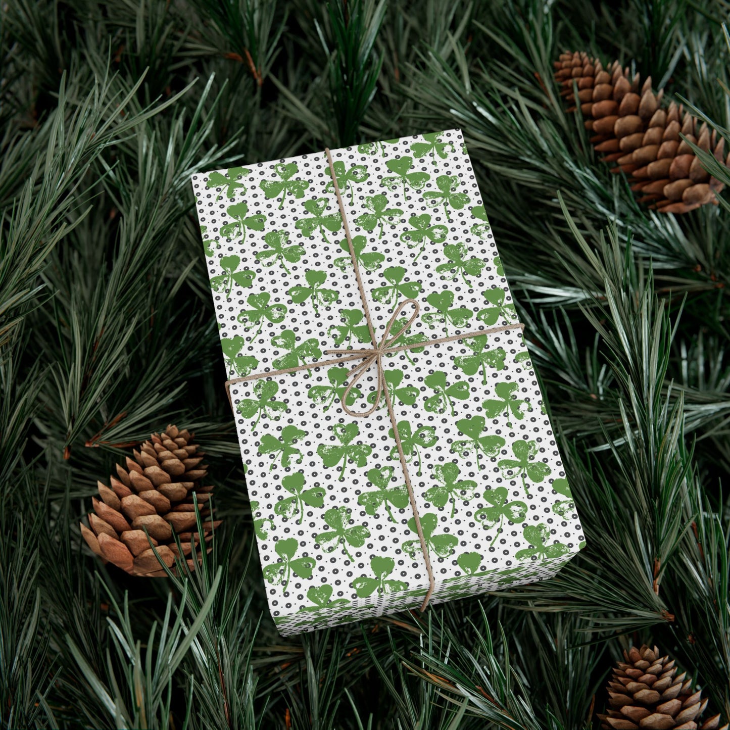 Shamrock and Polka Dots Wrapping Paper  - St. Patrick's Day Gift Wrap