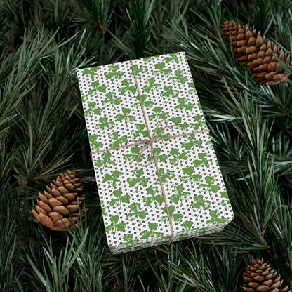 Shamrock and Polka Dots Wrapping Paper  - St. Patrick's Day Gift Wrap