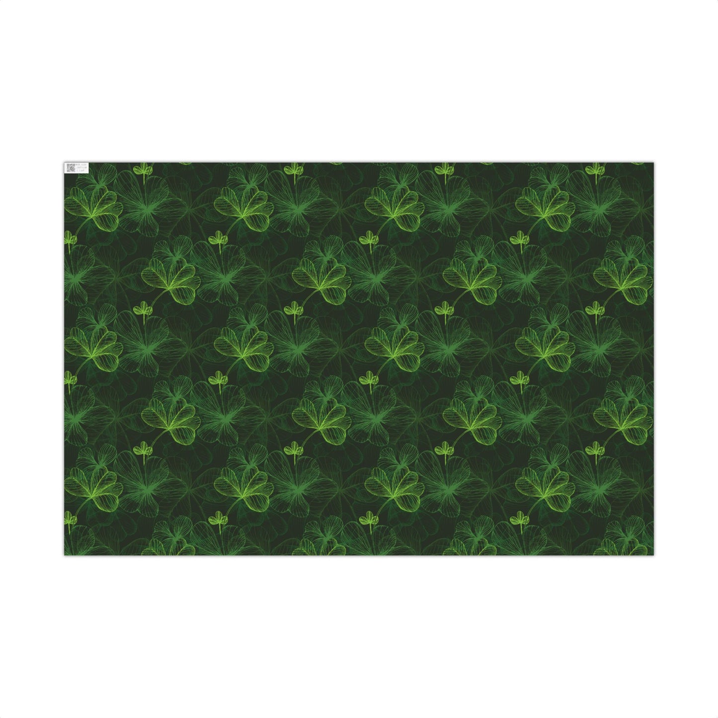 Green Shamrocks on Black Wrapping Paper - St. Patrick's Day Gift Wrap