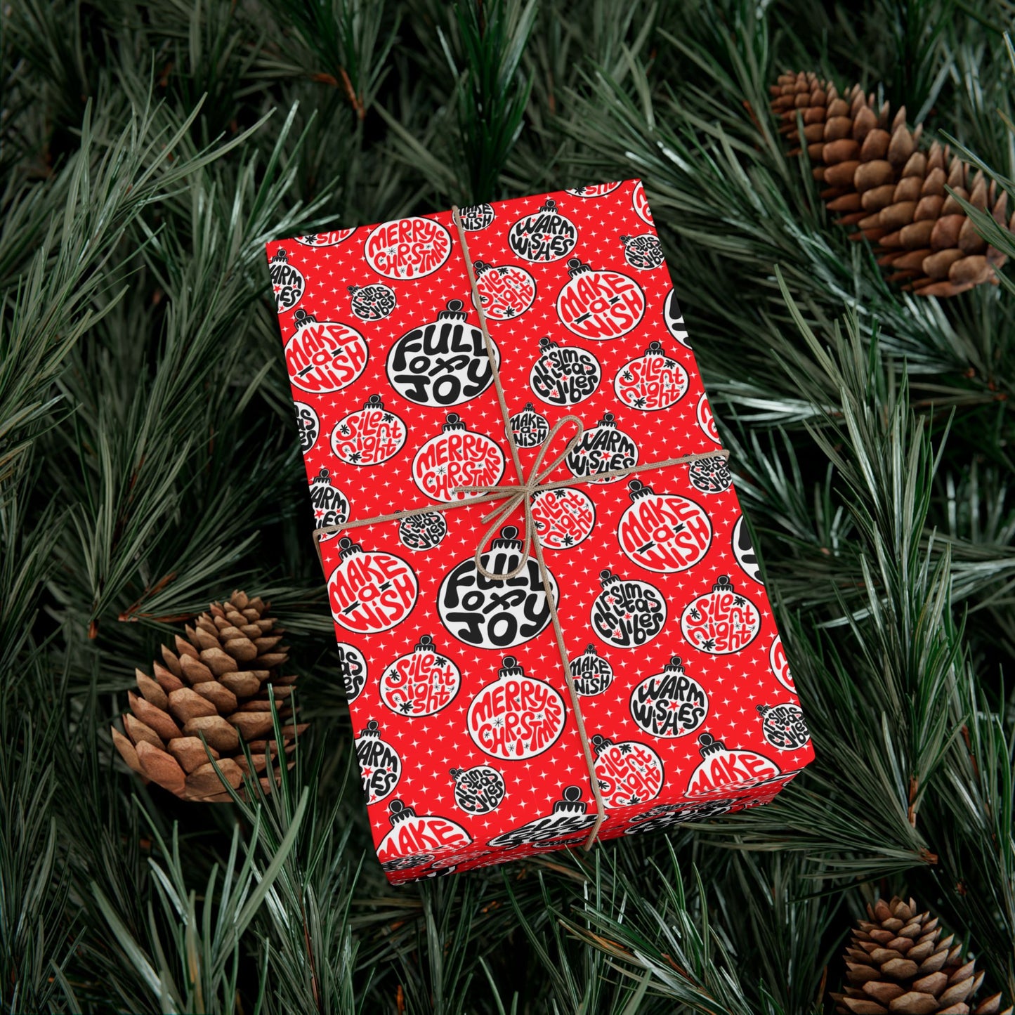 Funky Red Christmas Vibes Wrapping Paper - Holiday Quotes Gift Wrap