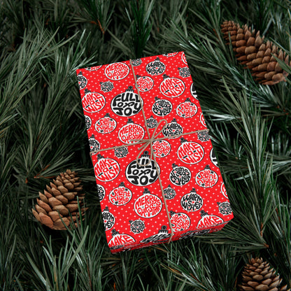 Funky Red Christmas Vibes Wrapping Paper - Holiday Quotes Gift Wrap