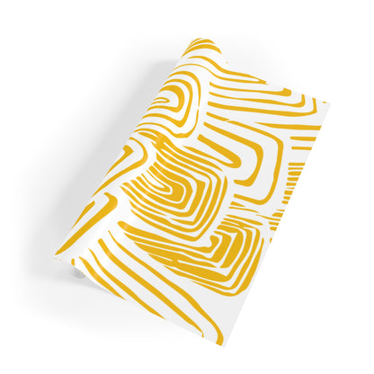 Golden Sunburst Gift Wrap Roll — Abstract Yellow Floral Wrapping Paper