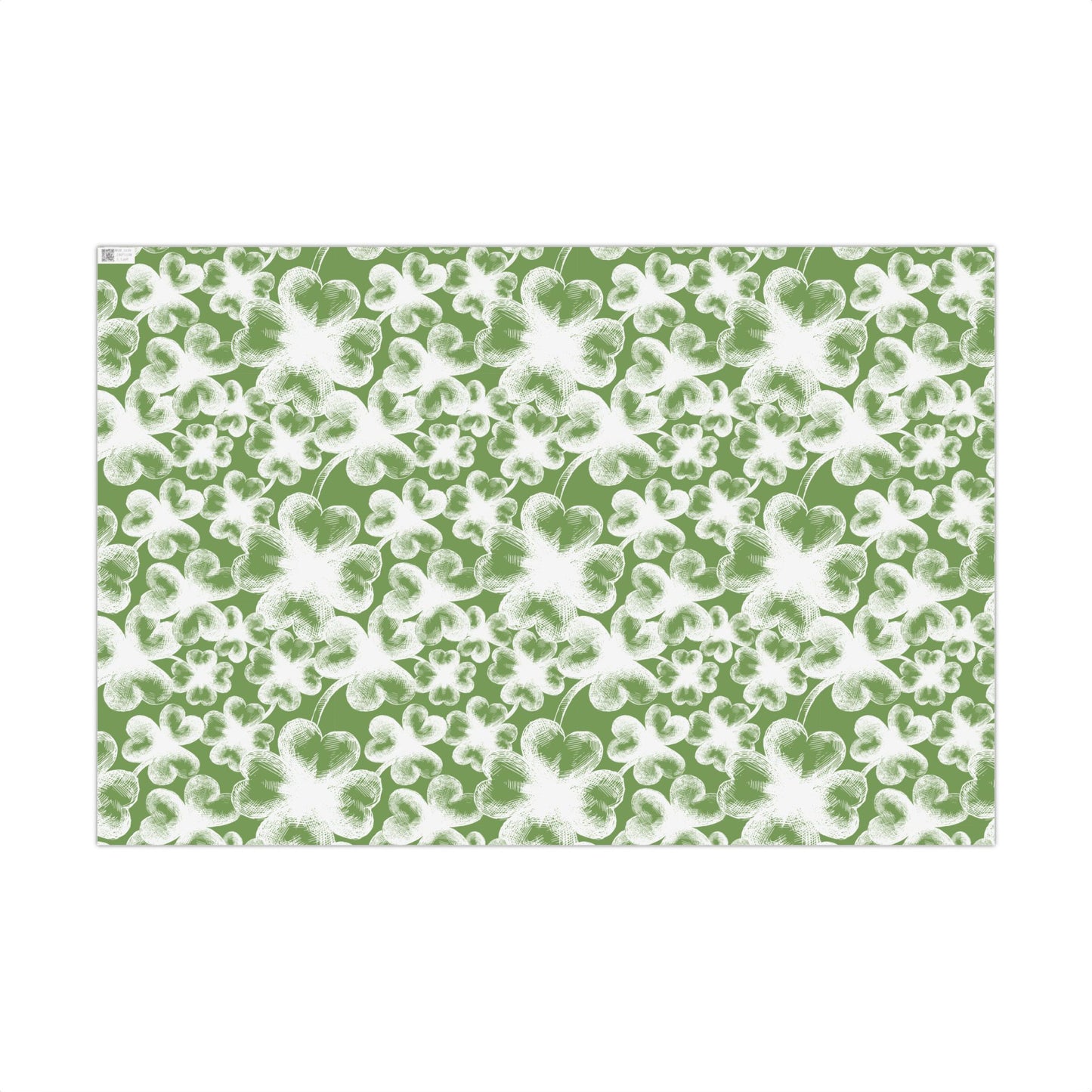 White Shamrock Stamps on Green Wrapping Paper - St. Patrick's Day Gift Wrap