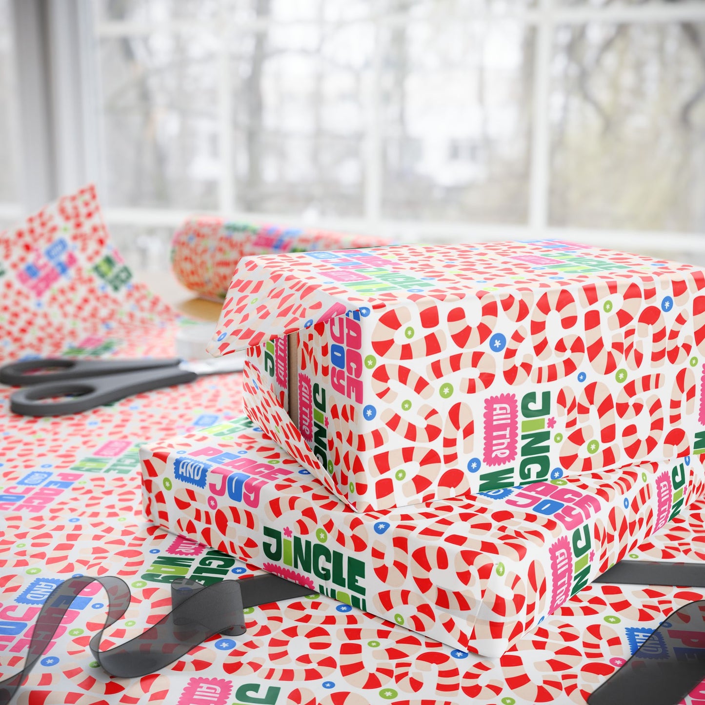 Candy Cane Wrapping Paper - Jingle All the Way Holiday Gift Wrap