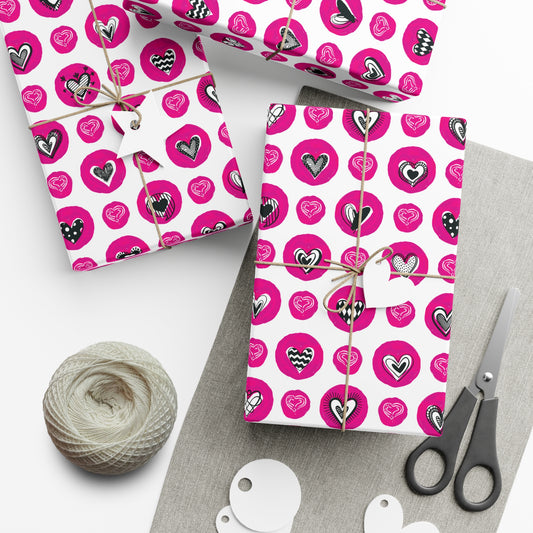Valentine Heart Doodle Wrapping Paper