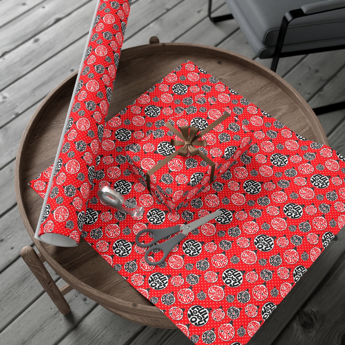 Funky Red Christmas Vibes Wrapping Paper - Holiday Quotes Gift Wrap