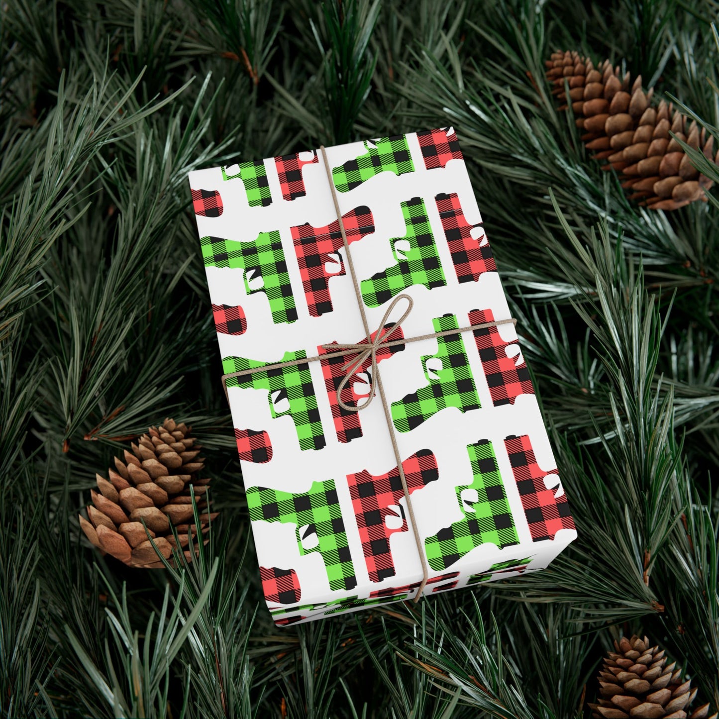 Pistol Buffalo Plaid Wrapping Paper – Every Day Carry Holiday Gift Wrap