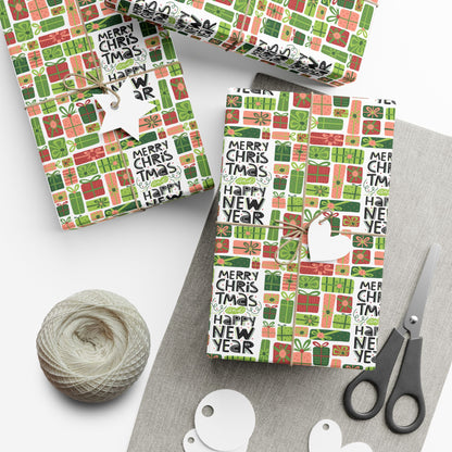 Merry Christmas & Happy New Year Wrapping Paper - Holiday Gift Wrap