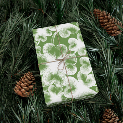 Bold White Shamrocks on Green Pattern