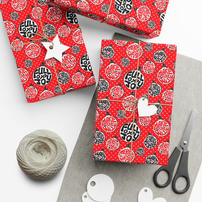 Funky Red Christmas Balls Wrapping Paper