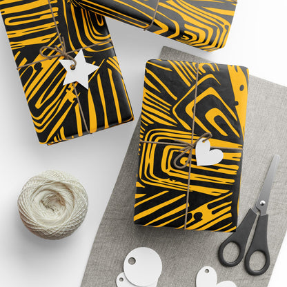 Black Floral Burst Wrapping Paper - Illustrative Artisan Gift Wrap
