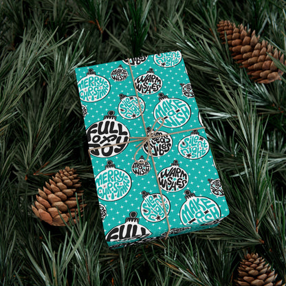Funky Teal Christmas Vibes Wrapping Paper - Holiday Quotes Gift Wrap